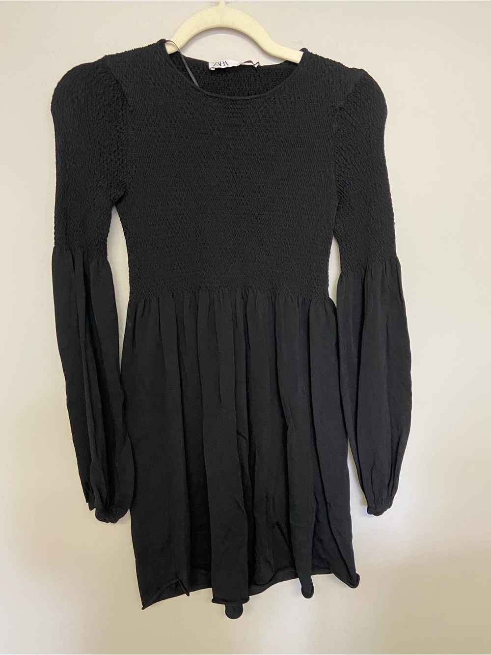 Zara Black Long-Sleeve Mini Babydoll Dress - Picture 3 of 3